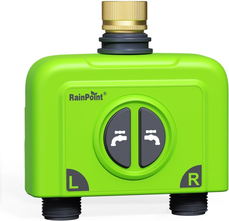 RAINPOINT WiFi Water Timer for Garden Hose, 2 Zone WiFi Sprinkler Controller, Smart Hose Timer Valve, Automatic Drip Irrigation System/Rain Delay for Garden/Lawn/Yard (Brass Inlet, No Gateway) - Image 1